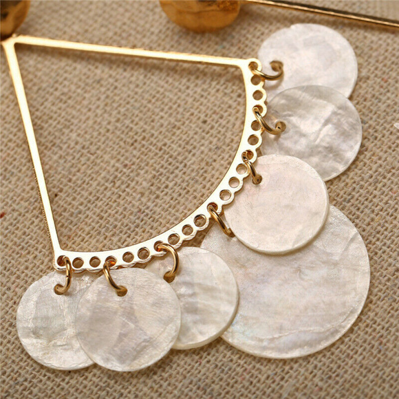 Handmade Shell  Boho Dangle earrings - Picture 3 of 4